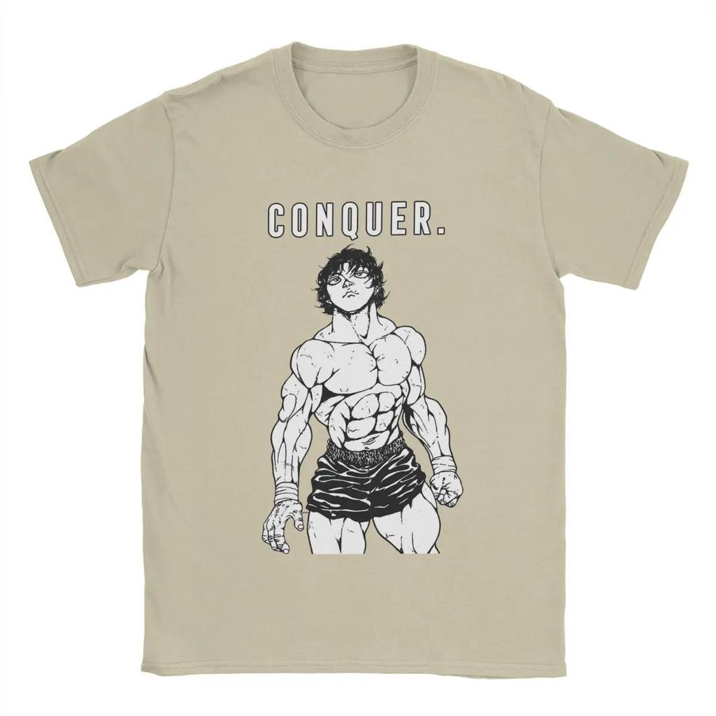 Летняя футболка Харадзюку на заказ мужская Баки Ханма Завоеватель Смешная хлопковая футболка с коротким рукавом Аниме футболки Круглый вырез Топы 5XL