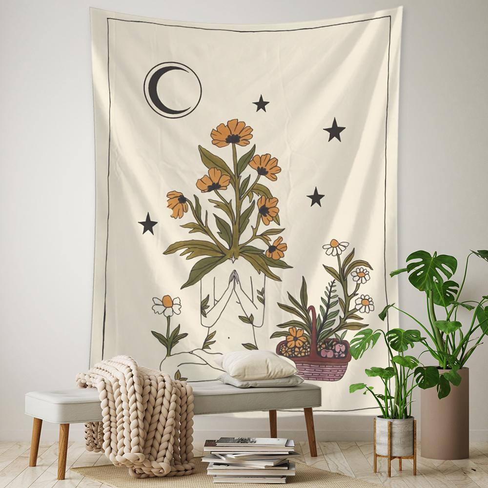 Растение Цветок Таро Гобелен Настенный Астрология Гадание Колдовство Богиня Солнца и Луны Домашний Декор