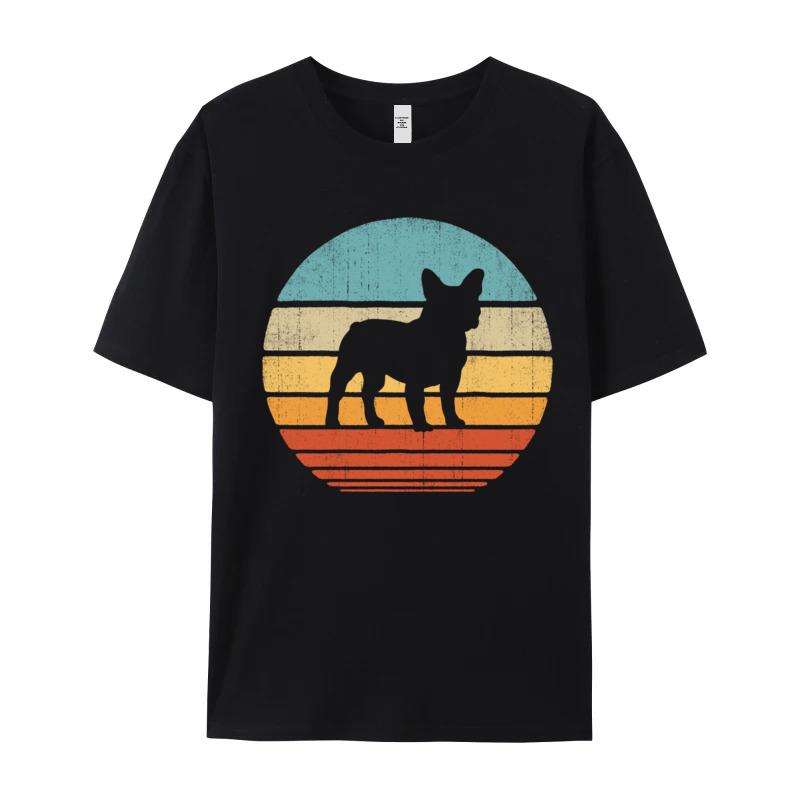 French Bulldog Retro Vintage Style Round Collar T Shirts Lovers Day Cool Tops Tees Latest Premium Cotton Tee Shirts Unisex