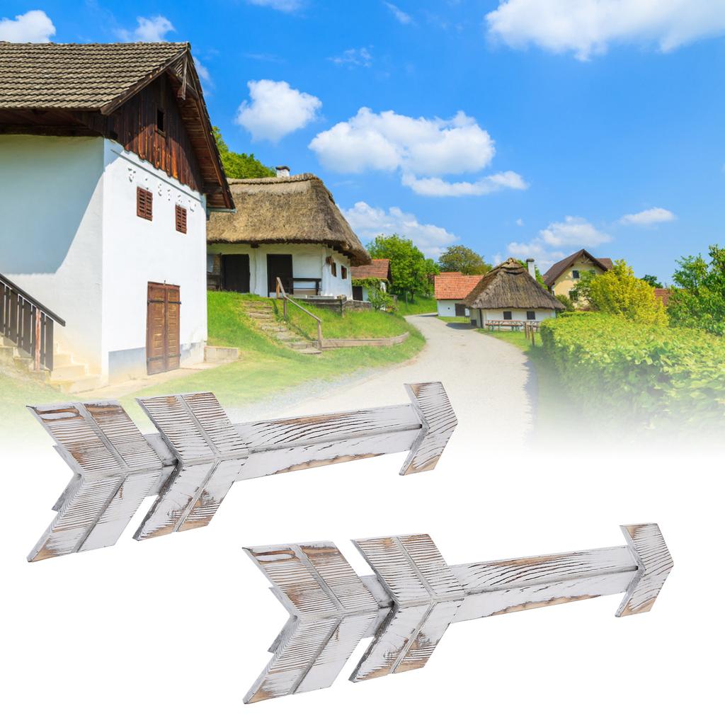 2PCS Wooden Arrows Decor Sign Wall Art Decor Farmhouse Courtyard Wedding SuppliesWhite
