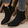 Fashion 2024 Winter Retro Women's Shoes New Square Heel Ankle Boots Fashion Zipper Platform Female Boots