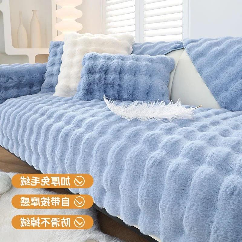 Sofa Covers  Living Room Plush Stripe Couch Cushion Modern Minimalist Corner Seat Cover Sofa Towel Settee Recliner Covers