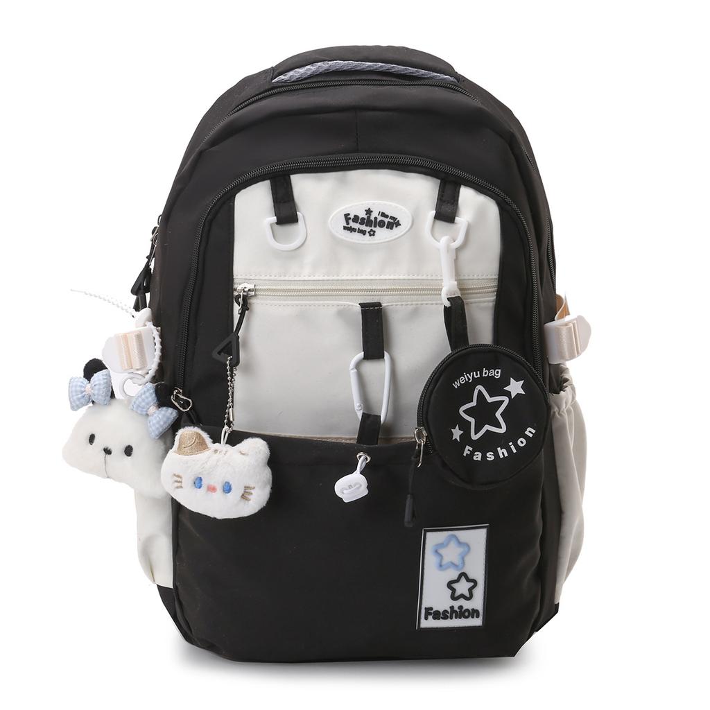 New Heat Transfer Korean Style Large Capacity Backpack for Middle High School College Students Trendy Versatile Travel Daypack