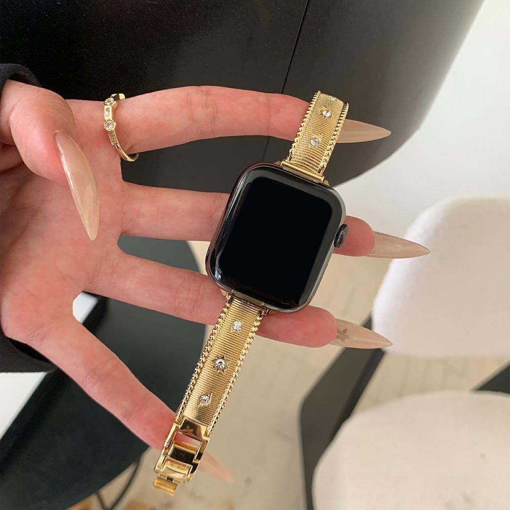 Ремешок для Apple Watch Series 10 9 8 7 SE 6 5 4 3 2 1 42 мм 41 мм 40 мм 38 мм ремешок для часов из нержавеющей стали со стразами