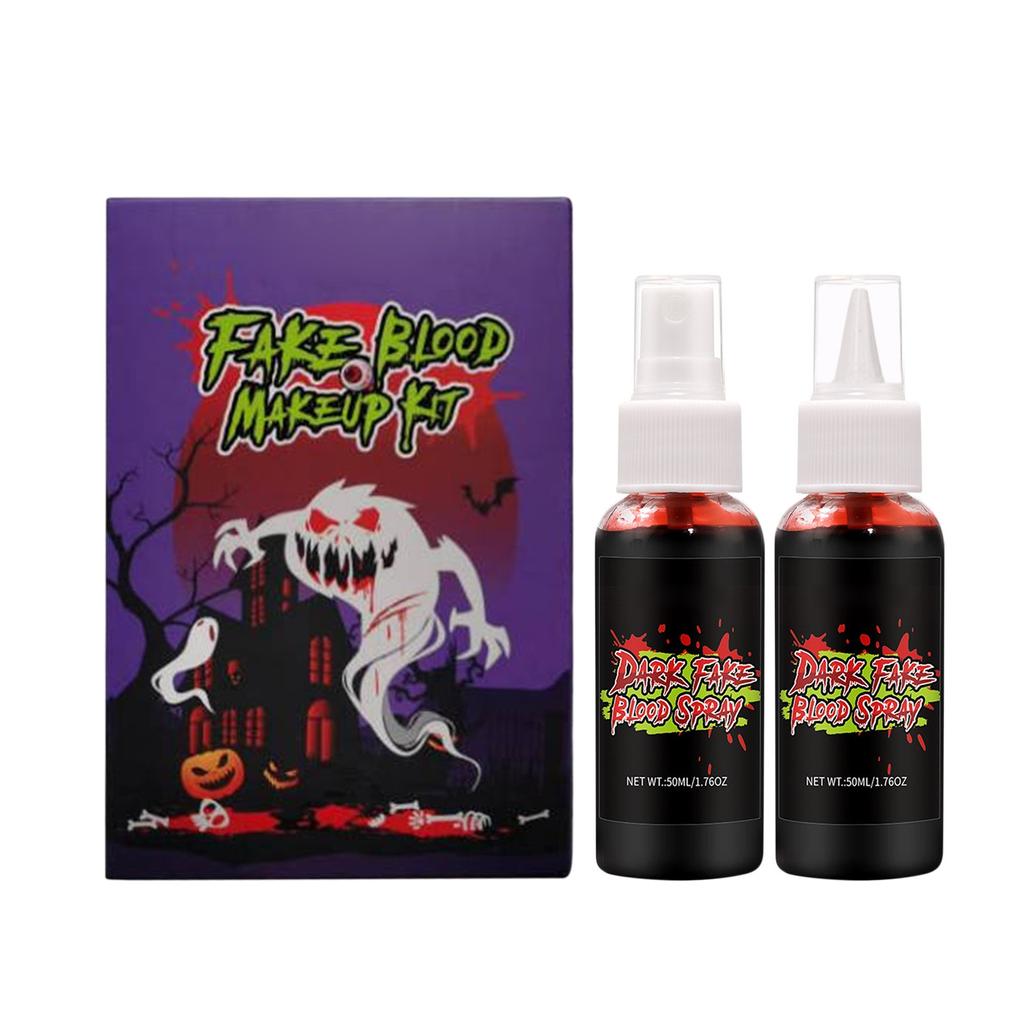 Fake Blood Spray For Cosplay, Washable Clothes & Facial Blood, Scary Styling Blood Spray 50ml*2