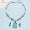 Retro Bohemian Style Synthetic Turquoise Necklace Earring Set Fashionable Personalized Jewelry Gift