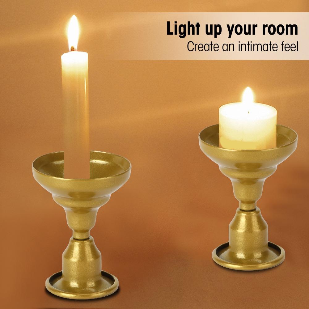 2pcs Tabletop Decor Candle Holder Gold Desktop Candle Stand Candlestick Holder Dining Table Decor