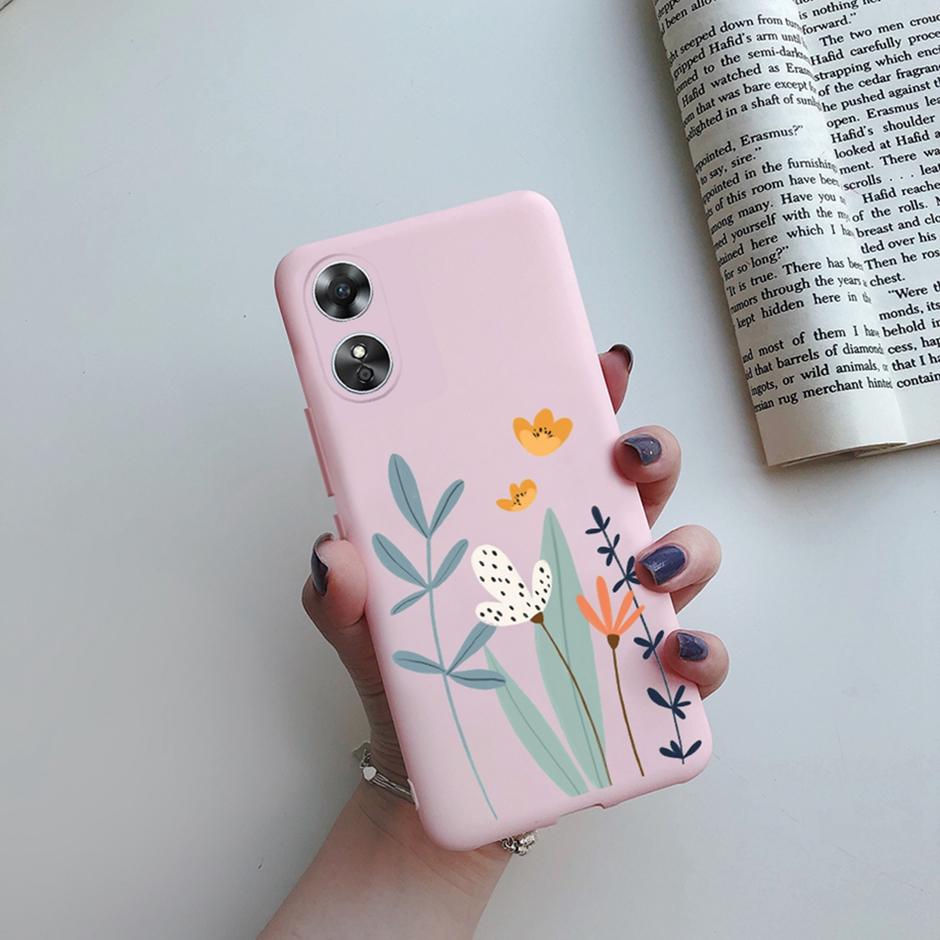 For OPPO A17 Phone Case CPH2477 Flower Butterfly Casing TPU Soft Silicone Back Cover for Oppo A17 A 17 Shell OppoA17 Bumper Capa