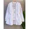 Summer Flower Windbreaker Women's Fat Slim Lace Stitching Long Sleeve