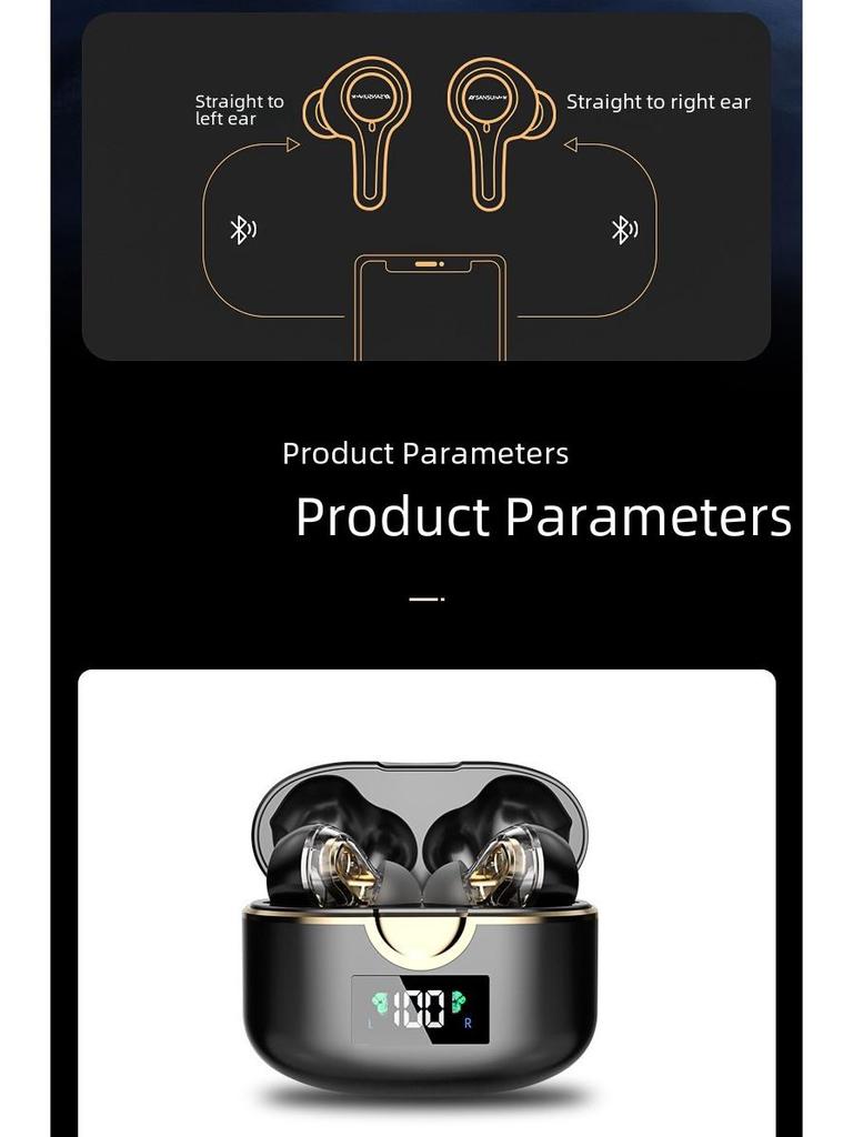 T22 TWS Bluetooth Headset: Dual Dynamic Coils, Four Speakers, Display Screen, Heavy Bass Sound