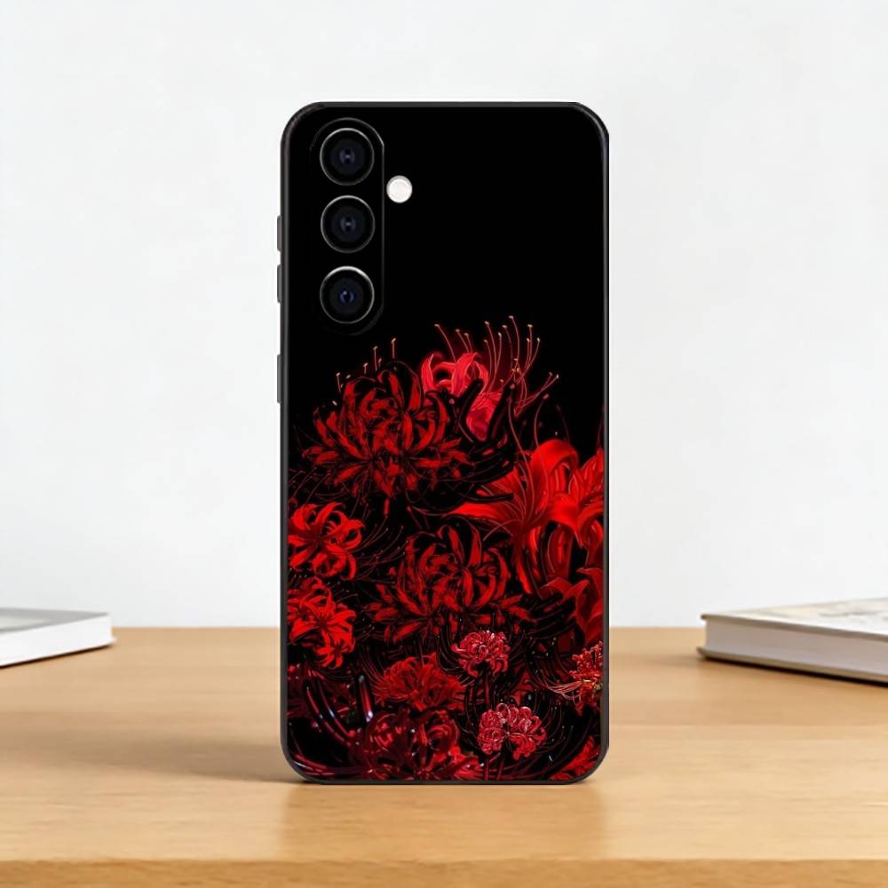Red Spider L-lily Phone Case For Samsung Galaxy A73,A72,A71,A70,A53,A52,A51,Others Soft Black Cover