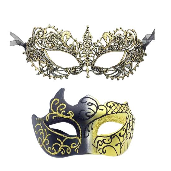 2 Pcs Couple Masquerade Masque Set for Men And Women