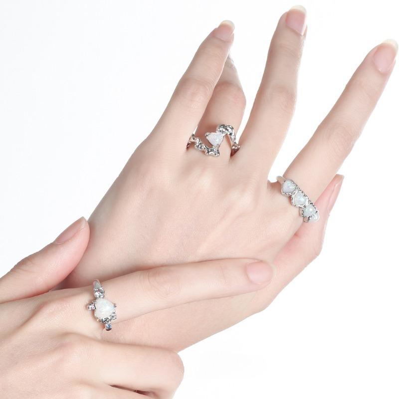 Irregular Opal Ring Trendy Elegant Simple Women Punk Lava Texture Handmade Rings Girls Party Jewelry Gifts Accessories