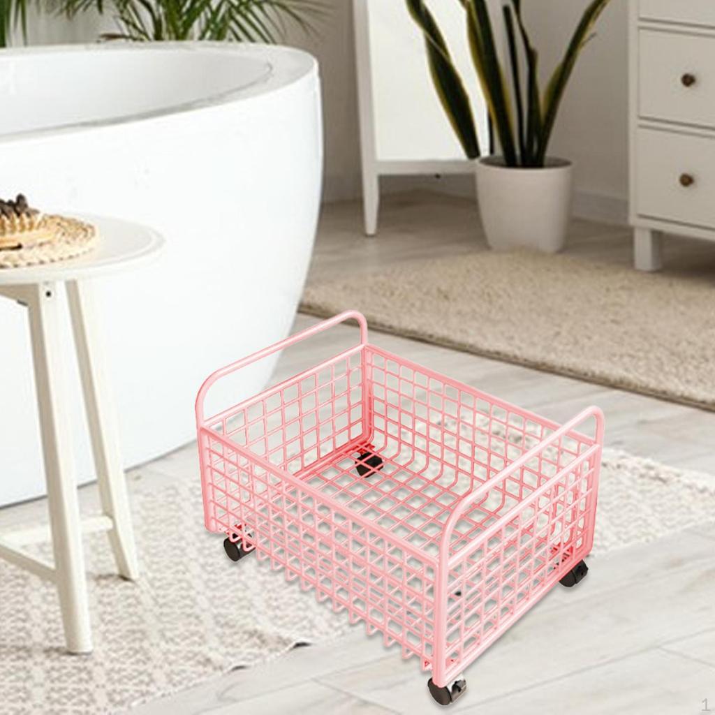 Rolling Utility Storage Basket under Desk Book Bin File Organizer with Wheels for Bookshelf Magazine