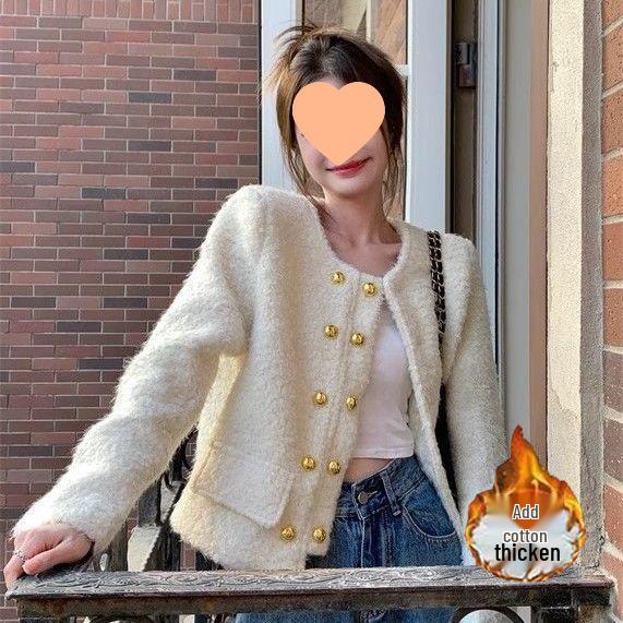 Женское шикарное твидовое двубортное пальто с длинным рукавом 2025 года для миниатюрных (Коллекция осень/зима)