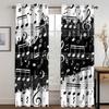 3D Piano Black and White Notes Romantic Innovative Curtains Living Room Kitchen Bedroom Balcony Window Decor Curtains 2 Panels