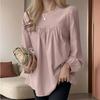 Women's Fashion Casual Spring Autumn Solid Color Print Long Sleeve O-Neck Blouses & Shirts