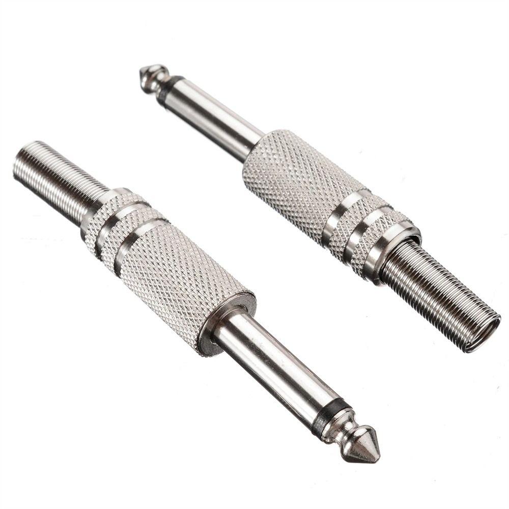 AUX Converter Soldering Audio Connector 6.35mm Audio Plug 1/4" Mono Jack Adapter 6.35mm Male Jack