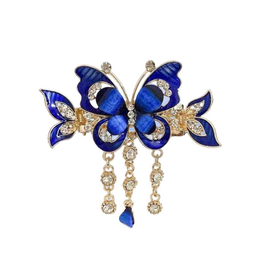 Zircon Rhinestone Butterfly Hair Clips Tassel Rhinestone Barrettes Crystal Small Hair Claw Wedding