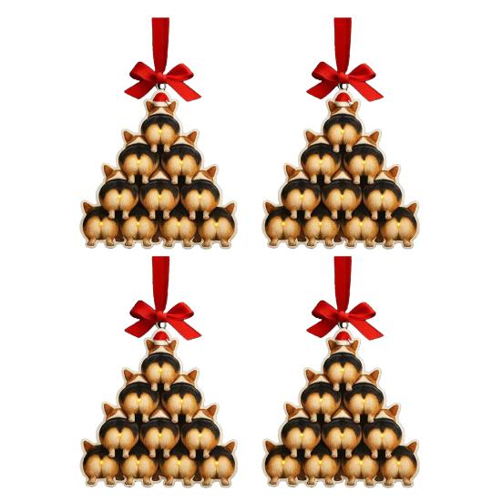 1/2/3/4 шт. Рождественское акриловое украшение в виде бульдога, подвеска, зеркало заднего вида автомобиля, рождественская елка