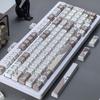 MAIMOOO Mao Cat Keycap Siamese Cat Brown Keycaps PBT Dye-Sublimated 140-Keys Cute Aulaf75 DIY White Keyboard Keycap