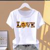 (Asian Size) Graphic Tee Casual T Clothing Print Female Casual Love Heart Flower Trend Cute Women's Top Fashion Short Sleeve T-shirt