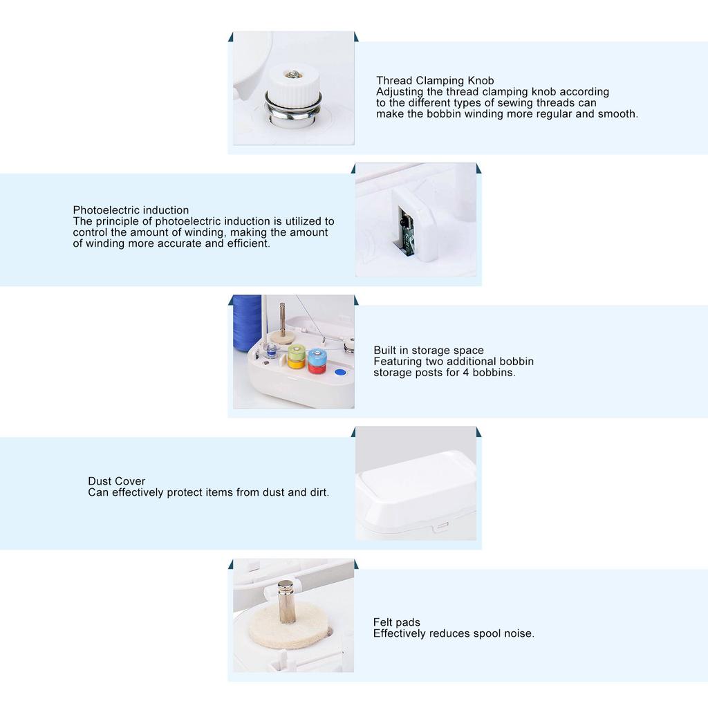 Automatic Bobbin Winder with Spool Thread Stand Adjustable Electrical Bobbin Winding Machine for Sewing Machines