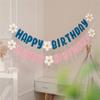 Non Woven Daisy Banner Birthday Party Decoration Hanging Flag Durable Happy Birthday Banner