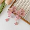 Temperament Women Earrings Light Luxury Stud Earrings Korean Big Flower Long Tassel Earrings  Party
