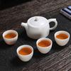 Chinese Ceramic Tea Sets - 200ml Tea Pot and 4 Tea Cups, White Porcelain Sheep Fat Jade Tea Set Portable Teaware for Business Hotel Outdoor Picnic