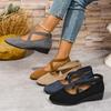 Fall 2025 Cross Elastic Wedge Shoes Plus Size Platform Soles Casual Pumps for Women