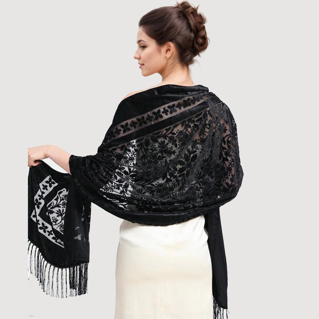 New Boho Velvet Shawl Ethnic Dinner Dress Shawl Multifunctional Scarf Head-wrap