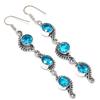 Natural Blue Topaz Gemstone 925 Sterling Silver Jewelry Earring 3.27" V2Z99