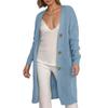 Women's Solid Color Long Sleeved Knee Length Knitted Cardigan, Lazy Trend, Medium Long Hair Jacket