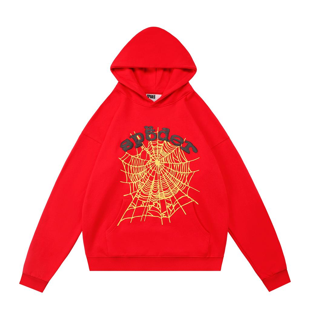 Cross-border beauty tide sp5der loose American hip-hop street casual loose and versatile pure cotton hooded sweater printing