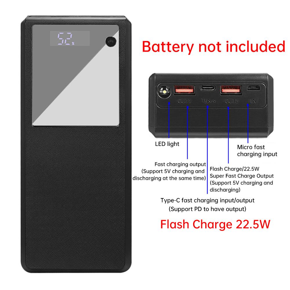 Сделай сам Power Bank без пайки, корпус для 6 батарей 26650, съемный корпус, набор для Power Bank, быстрая зарядка PD, мобильный Power Bank 22.5W