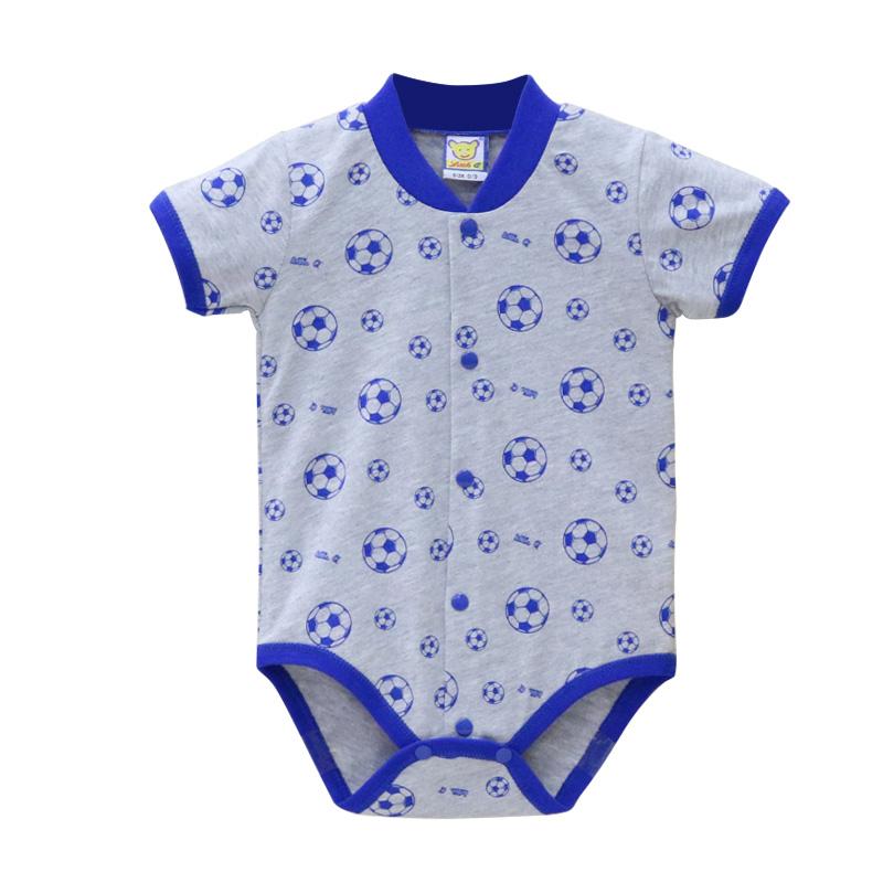 Baby 100% Cotton Short Sleeve Romper Boys And Girls Summer Printing O Neck Snap Button Newborn Clothing