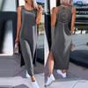 Women's Summer Hollow Solid Color Mid-length Dress