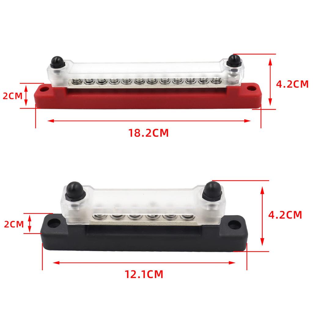 RUSUO 6 Terminal, 6/12 Terminal Earth Distribution Kit Black/Red for Car RV Boat Yacht