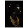 Gold Necklace African Woman Canvas Painting Figure Art Posters and Prints Black Women Wall Art Pictures for Living Room Decor