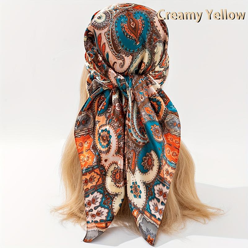 Silk Shawl Satin Square Scarf For Women Flower Neckerchief Female New Headband Hair Bands Print Foulard Hijab Wraps Bandana