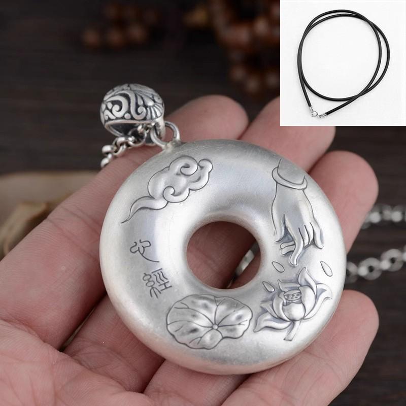 Copper Hollow Bodhi Seed Pendant Necklace Men Women Bohemian Vintage Style With Adjustable Chain Buddhist Sutra Charm