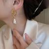 "Retro Silver Needle Irregular Pearl French Earrings - Niche Design and Fashionable"