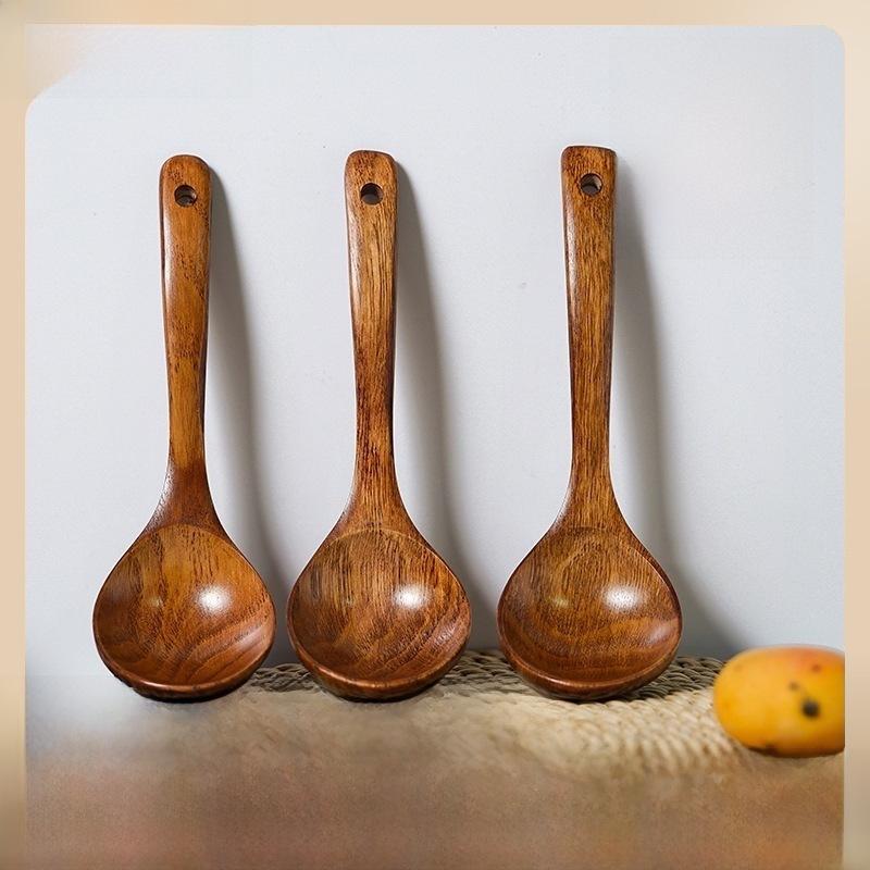 Japanese Nanmu Lacquer Wooden Spoon for Soup, Porridge, Ramen, and Hot Pot with Custom Engraving