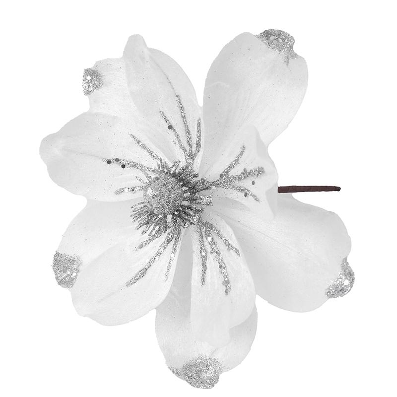 24CM Velvet Artificial Magnolia Christmas Flowers Bouquet Christmas Tree Ornaments Home Room Decoration New Year Gift