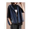 Printed Hooded Denim Vest Women's Loose Oversized Jacket Loose Casual Short Top New Fashion Autumn