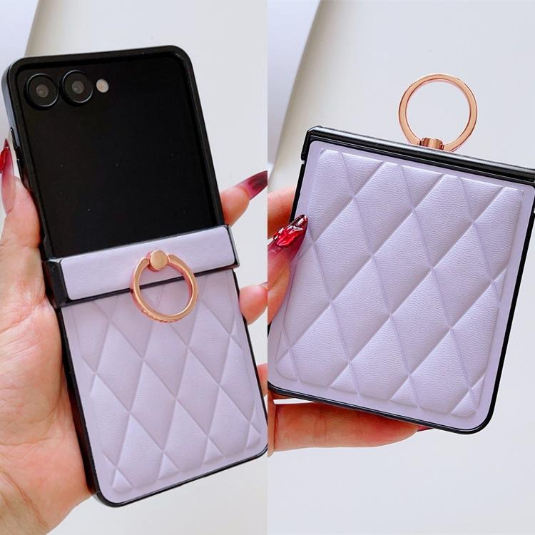Применимо к Samsung Galaxy ZFlip7 Чехол-книжка с кольцом Ромб zflip6/5/4 Складной Защитный чехол от падения