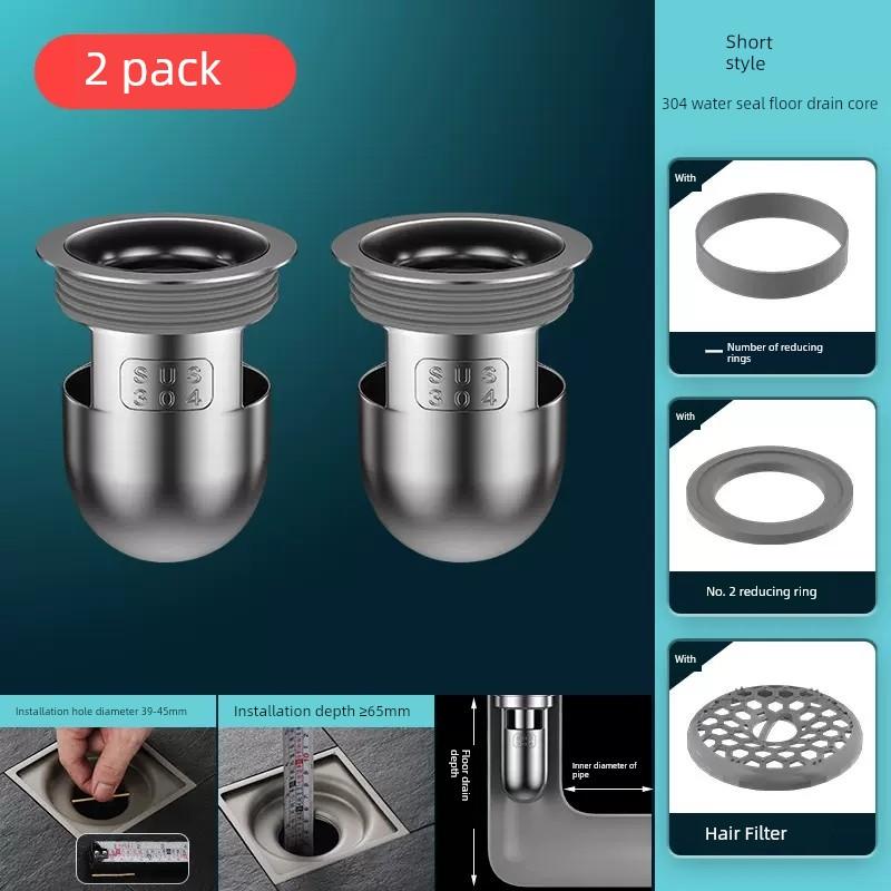 Floor Drain Core Anti-Odor Device, Bathroom Sewer Anti-Odor Gadget, Anti-Insect Silicone Cover, Stainless Steel Universal Inner Core