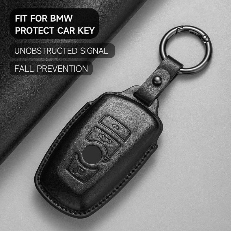 Leather Remote Control Car Key Cover Protection Case for BMW X6 X5 X3 F20 F30 F34 E60 E90 F10 E34 E36 G30 F15 F16 1 3 5 7 Series