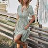 Новое женское летнее свободное платье в полоску с v-образным вырезом и эластичной резинкой на талии с короткими рукавами